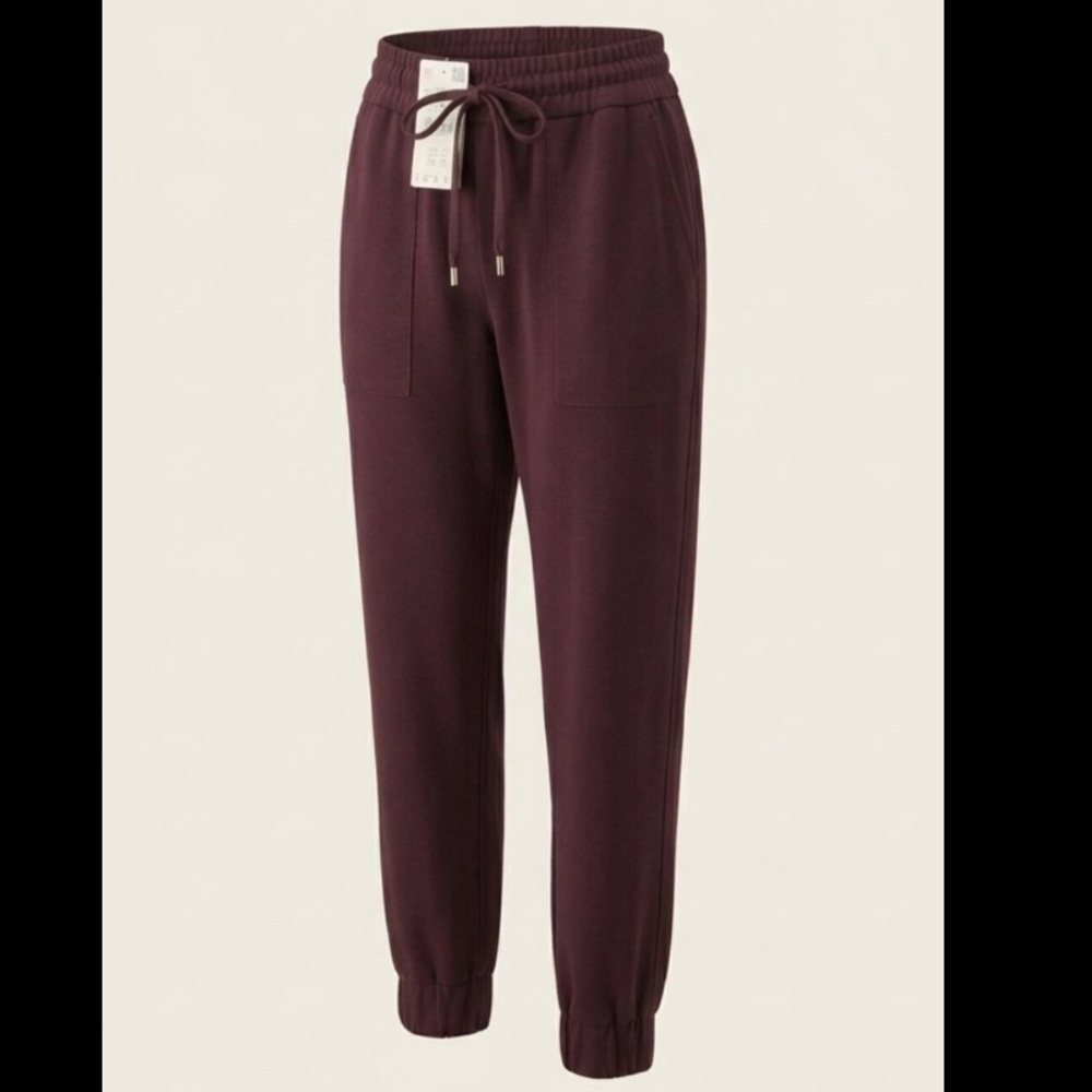 ZARA Textured Drawstring Joggers Burgundy Sz M NWT​​